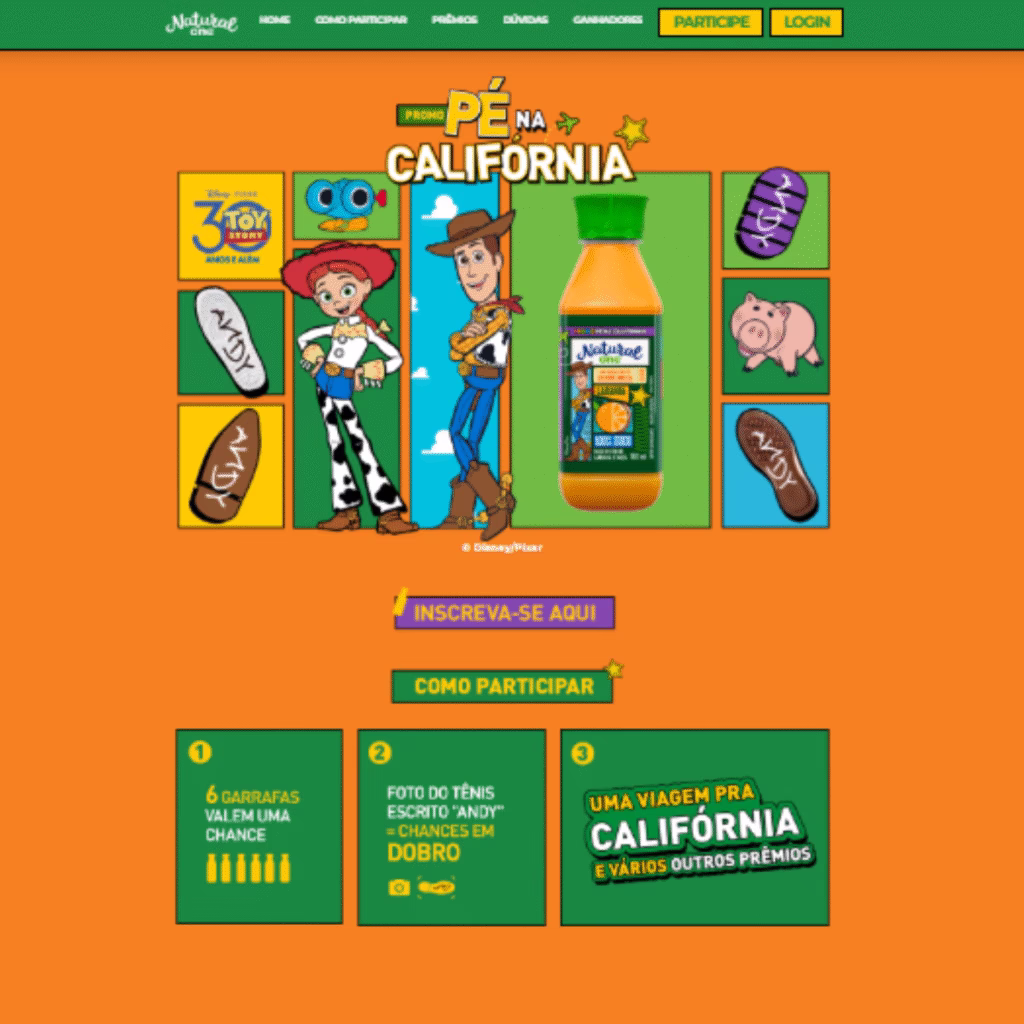 Hotsite da promoção Pé na California do Natural One.