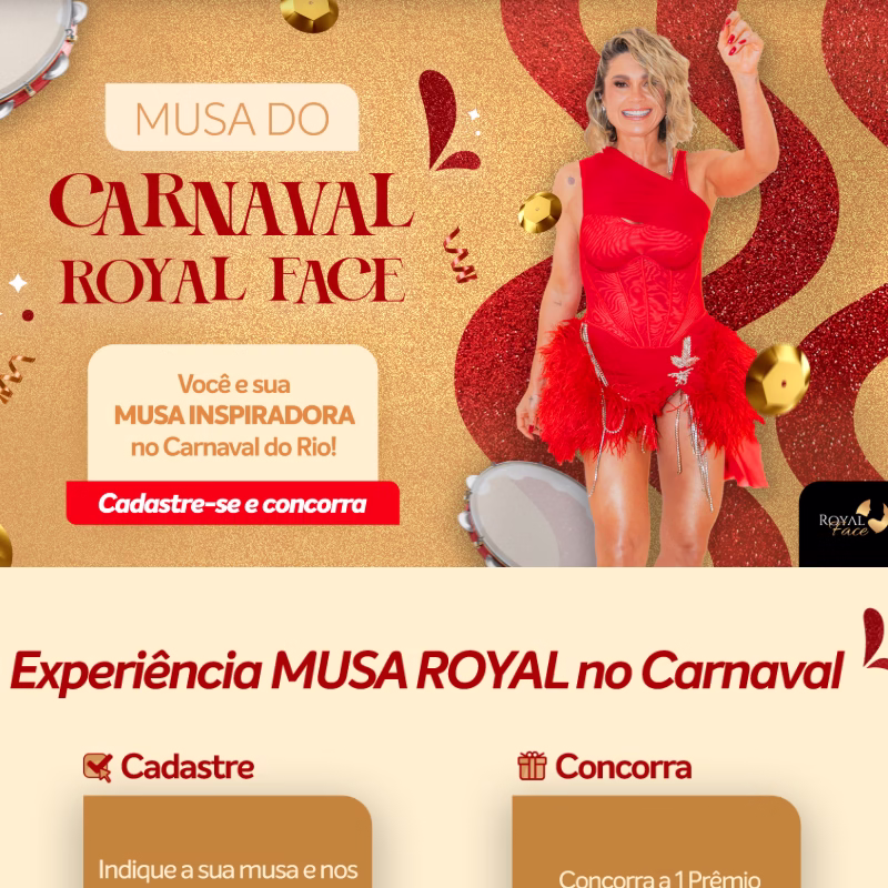 Hotsite da promoção Musa do Carnaval da Royal Face