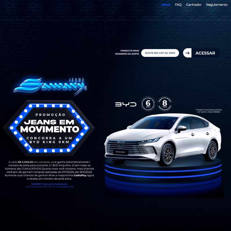 Hotsite da promoção Jeans em Movimento da Sawary